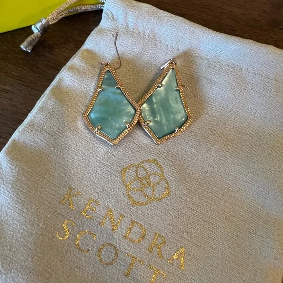 Kendra Scott Alex Earrings - rose gold and aqua shell - Picture 3 of 5